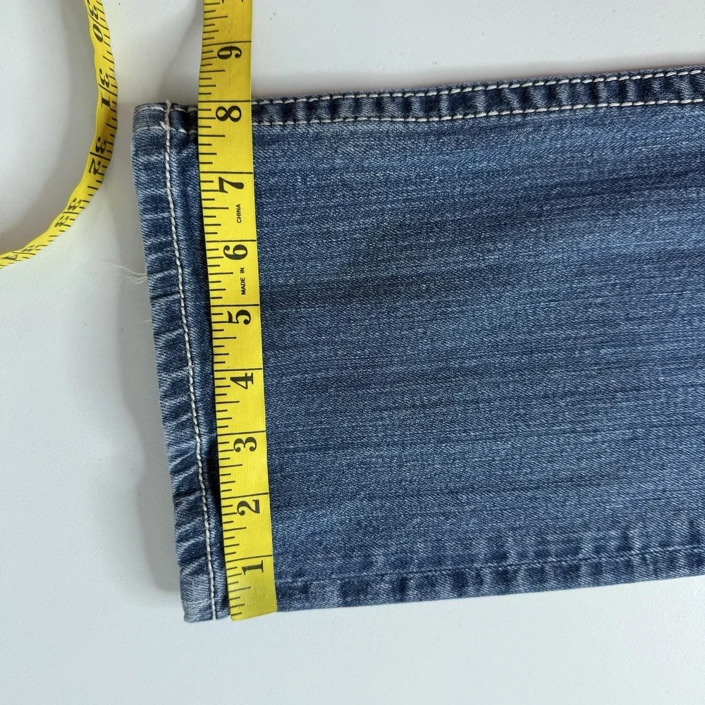 Miss Me Jeans Womens 31 Blue Bootcut Embroidered Distressed Stretch Mid‎ Rise